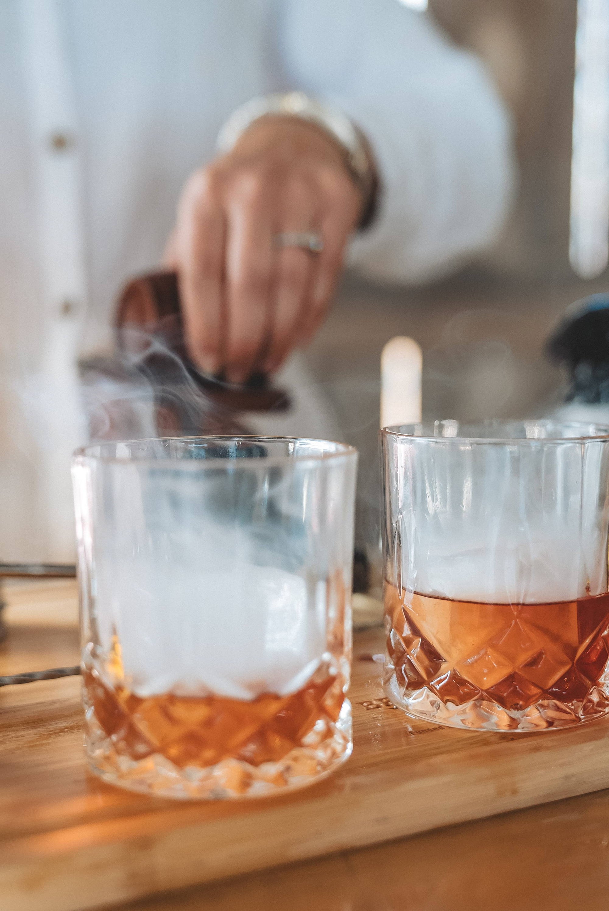 Smoked Apple Old Fashioned Cocktail Recipe for Fall with Simple Syrup